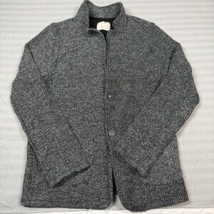 Zara Knit Sweater Boys 13-14 Gray Bottons Longline Marled Cardigan Cotton